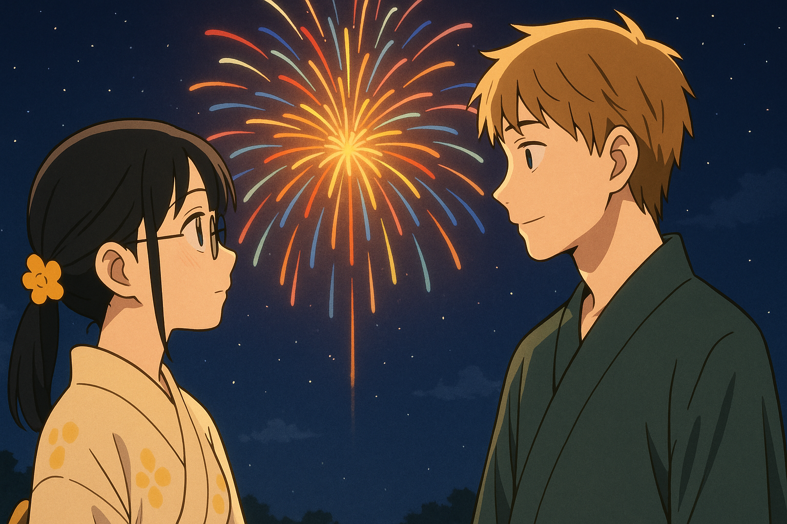 一緒に花火を見ようと誘う上野君