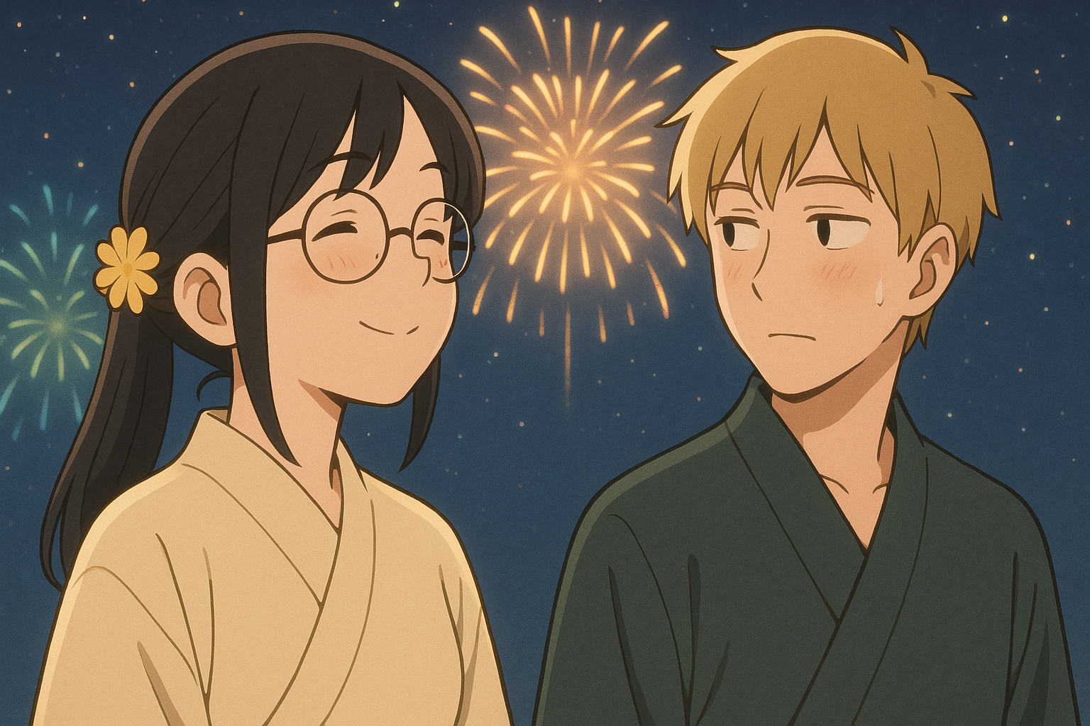 花火を見上げる花の横顔をチラッと見ながら、「一番キレイなのは⋯」と思っている上野君